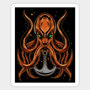 Octopus with ship anchor Magnet